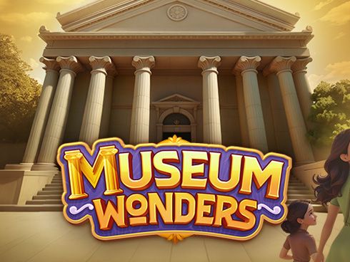 Museum Wonders স্লট গেম আইকন — মিউজিয়াম থিমের প্রতীক সম্বলিত প্রচ্ছদ